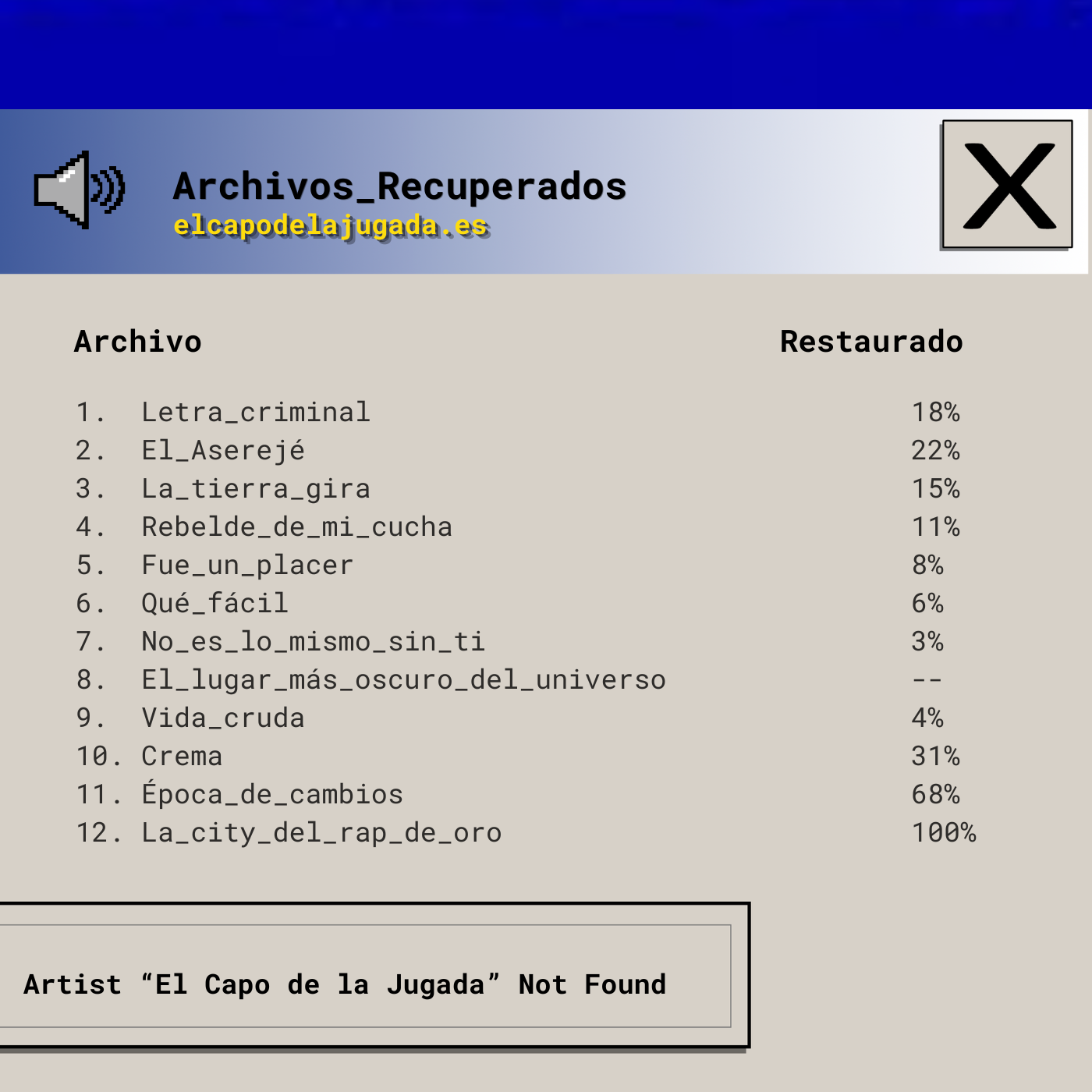 Contraportada de ERROR_404 con los doce temas